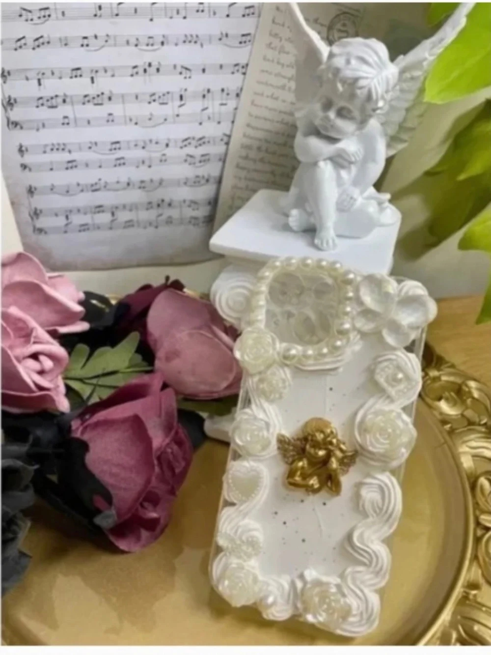 2 items.iPhone 13mini Baroque angel iPhone Case, Handmade iPhone case